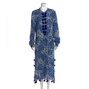 Figue print tent dress with Pom Pom detail.